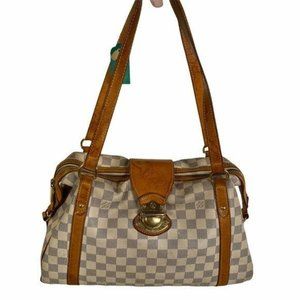 Authentic Louis Vuitton Shoulder Bag Stresa PM White Damier Used LV Handbag